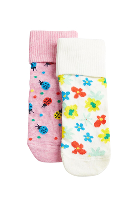 Ladybug & Floral Anti-slip Socks, Set of 2
